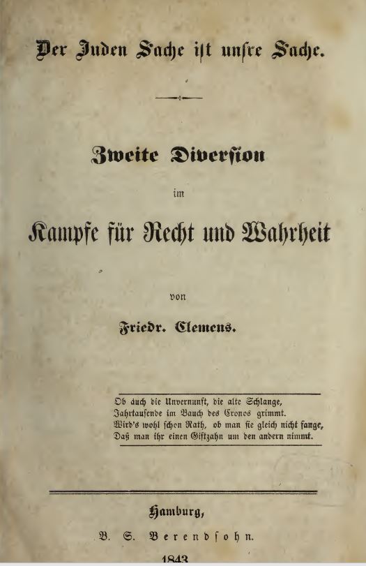 Titelblatt Der Juden Sache ist 